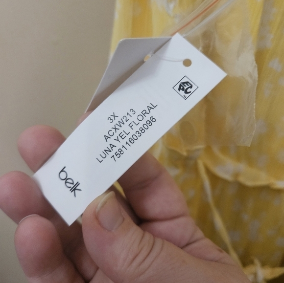 NWT Planet Gold Plus Women's Size 3X Luna Yellow Tie Back Top - Picture 5 of 6